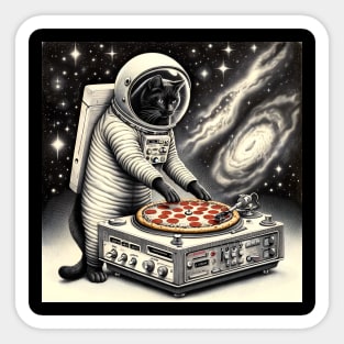 Dj Pizza Cat in Space Sticker